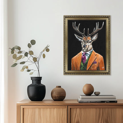 ‘Gentleman Stag’ Framed Print by Louise Brown