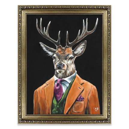 ‘Gentleman Stag’ Framed Print by Louise Brown