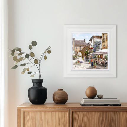 ‘Courtyard Café II’ Mediterranean Street Scene Framed Print by Richard Macneil
