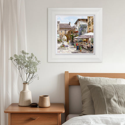 ‘Courtyard Café II’ Mediterranean Street Scene Framed Print by Richard Macneil