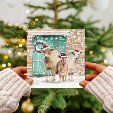 Charity Christmas Cards – Festive Farm Animals Snow Design Pack