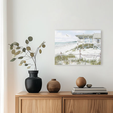 ‘The Beach House’ Coastal Canvas Print by Richard Macneil