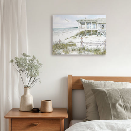 ‘The Beach House’ Coastal Canvas Print by Richard Macneil