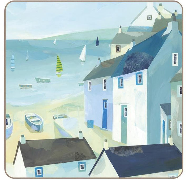 Coastal Village Drinks Coasters – Set of 4
