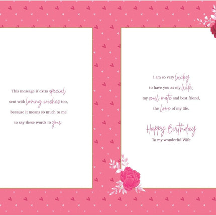 Birthday Card for Wife – Floral Love Heart Design with Embossed Foil & Embellishment