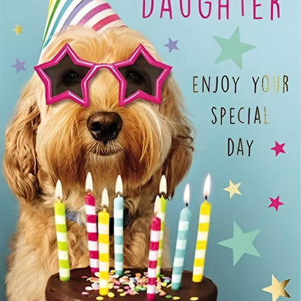 Birthday Card for Daughter – Funny Party Cockapoo & Cake Design