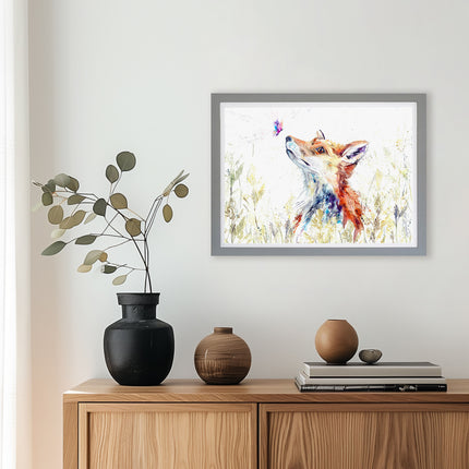 ‘The Fox and Butterfly ’ Framed Print by Nicola Jane Rowles