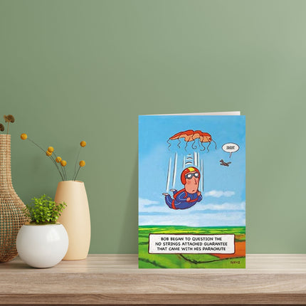 Birthday Card for Him – Funny Parachute No Strings Attached Design