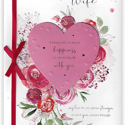 Wedding Anniversary Card for Wife – Sentimental Floral & Rose Gold Embossed Design