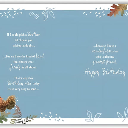 Birthday Card for Brother – Sentimental Pinecone & Foil Design