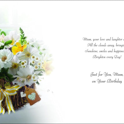 Birthday Card for Wife – Basket of Flowers Velvet Embossed Design