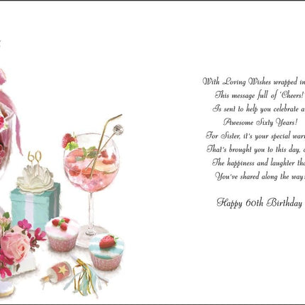 Birthday Card for Sister – Sweet Jar & Cocktail Design with Special Finishes