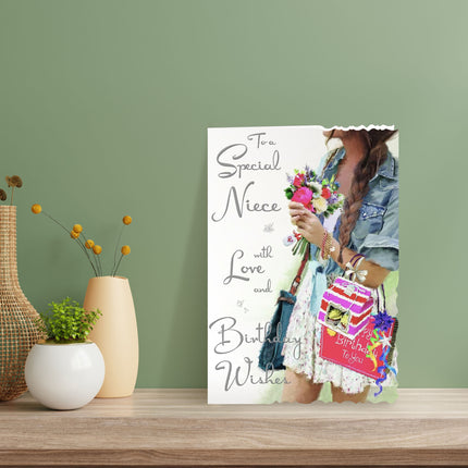 Birthday Card for Niece – Pretty Denim Foil & Flitter Design