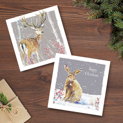 Charity Christmas Cards – Stag & Hare Winter Woodland Design Pack
