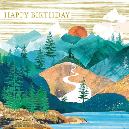 Birthday Card for Men – Mountain Scenic Foil Design