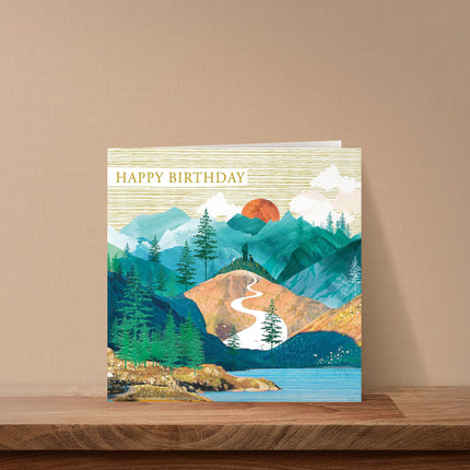 Birthday Card for Men – Mountain Scenic Foil Design