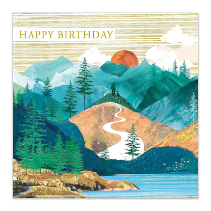 Birthday Card for Men – Mountain Scenic Foil Design