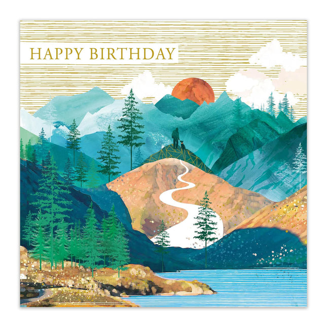 Birthday Card for Men – Mountain Scenic Foil Design