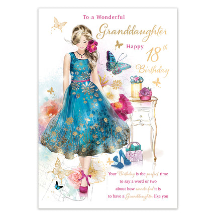 Birthday Card for Granddaughter – Elegant 18th Birthday Design