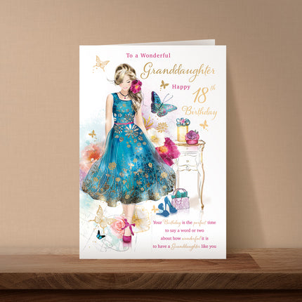 Birthday Card for Granddaughter – Elegant 18th Birthday Design