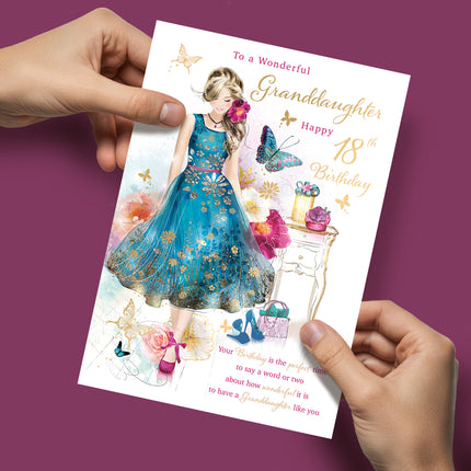 Birthday Card for Granddaughter – Elegant 18th Birthday Design