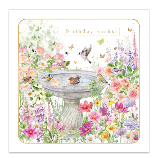 Birthday Card for Women – Birdbath Floral Garden Design