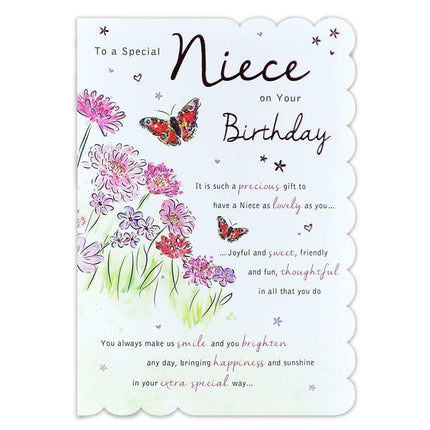 Birthday Card for Niece – Flowers & Butterflies Design