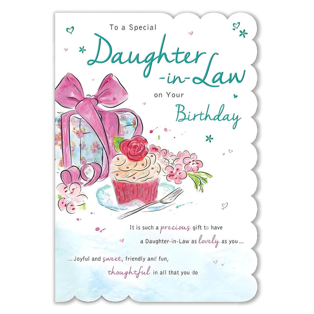 Birthday Card for Daughter-in-Law – Cupcake & Flowers Special Design