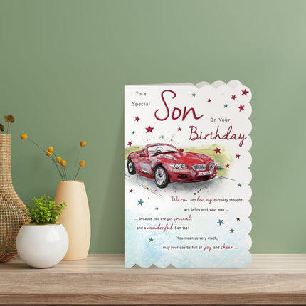 Birthday Card for Son – Red Sports Car Design