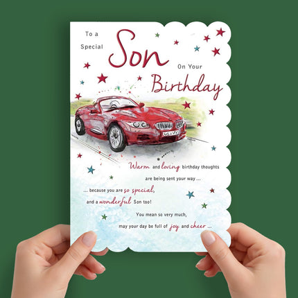 Birthday Card for Son – Red Sports Car Design