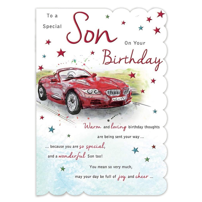 Birthday Card for Son – Red Sports Car Design