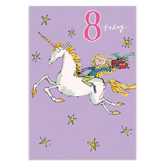 Birthday Card for Girl – Age 8 Unicorn Illustrated Design