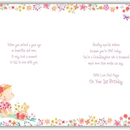 1st Birthday Card for Granddaughter – Cute Floral Baby Design
