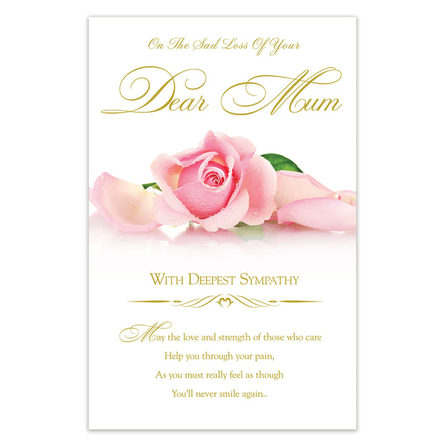 Sympathy Card for Loss of Mum – Pink Rose Condolence Design