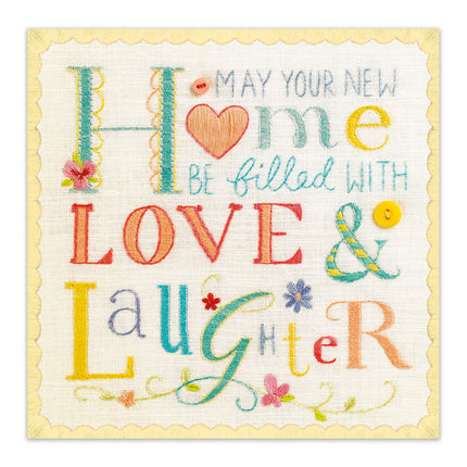 New Home Congratulations Card – Embroidered Design