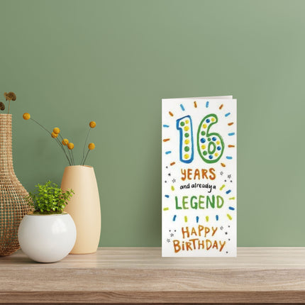 16th Birthday Card – Cool ‘Already a Legend’ Embossed Design
