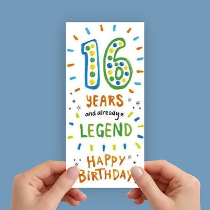 16th Birthday Card – Cool ‘Already a Legend’ Embossed Design