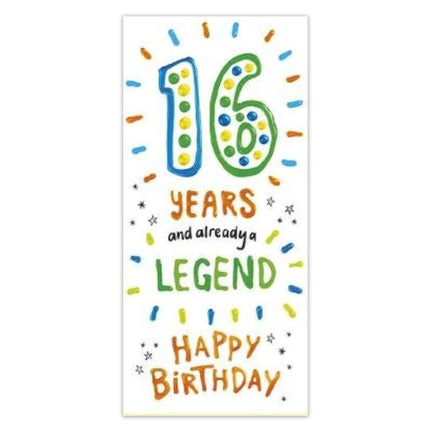 16th Birthday Card – Cool ‘Already a Legend’ Embossed Design