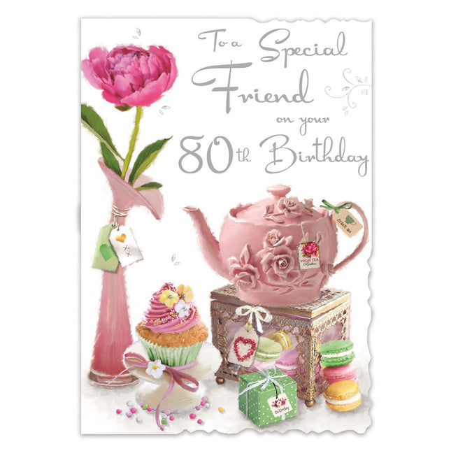 Birthday Card for a Special Friend - Age 80 Elegant Design