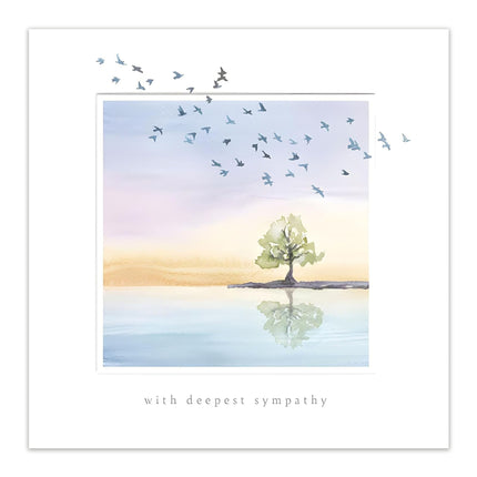 Sympathy Card – Watercolour Birds & Lake Design