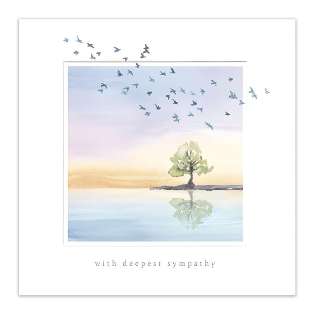 Sympathy Card – Watercolour Birds & Lake Design