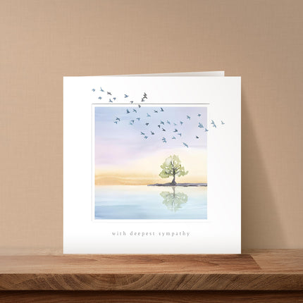 Sympathy Card – Watercolour Birds & Lake Design