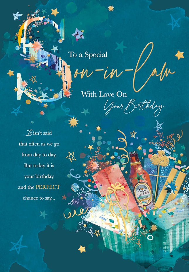 Birthday Card for Son-In-Law – Artistic Present Hamper Design