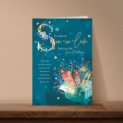 Birthday Card for Son-In-Law – Artistic Present Hamper Design