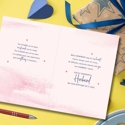 Birthday Card for Husband – Telescope Moonlight Walk Design with Foil & Flitter Details